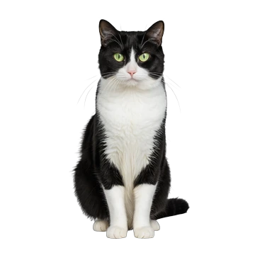 chappy the tuxedo cat, standing alert. click to boop.